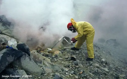 Sampling volcanic gases